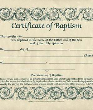 Baptism Parchment Certificate