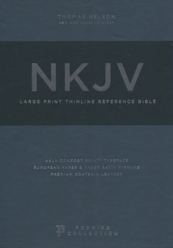 NKJV Large-Print Thinline Reference Bible--premium goatskin, brown (Premier Collection)