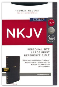 NKJV Personal-Size Large-Print Reference Bible, Comfort Print--soft leather-look, black (indexed, red letter)
