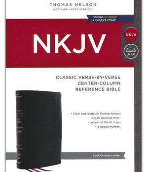 NKJV Classic Verse-by-Verse Center-Column Reference Bible, Comfort Print--genuine leather, black