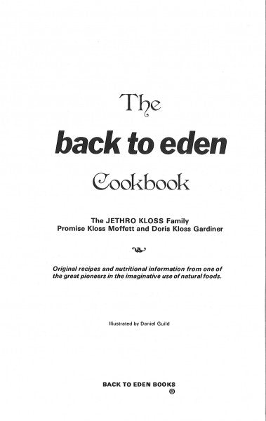 Back to Eden, Cookbook