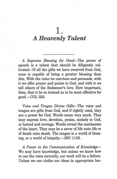 Counsels on Speech and Song, CHL