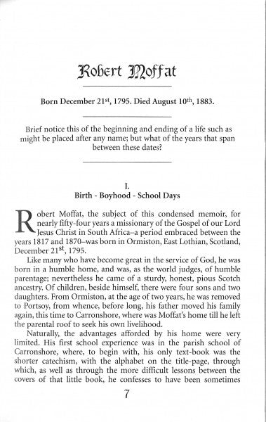 Missionary Annuls: Memoir of Robert Moffat