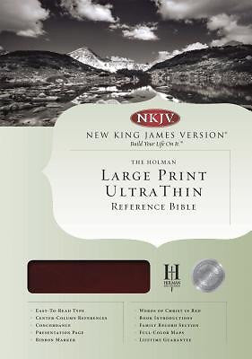 Bible: NKJV, Large Print, Ultra Thin, Leather Imitation, Mahogany, Indexed