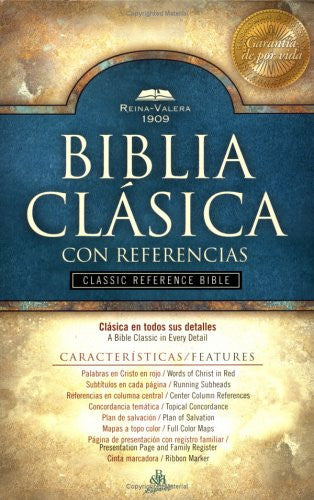 Spanish Bible: RV1909 Biblia Clasica con Referencias, Black