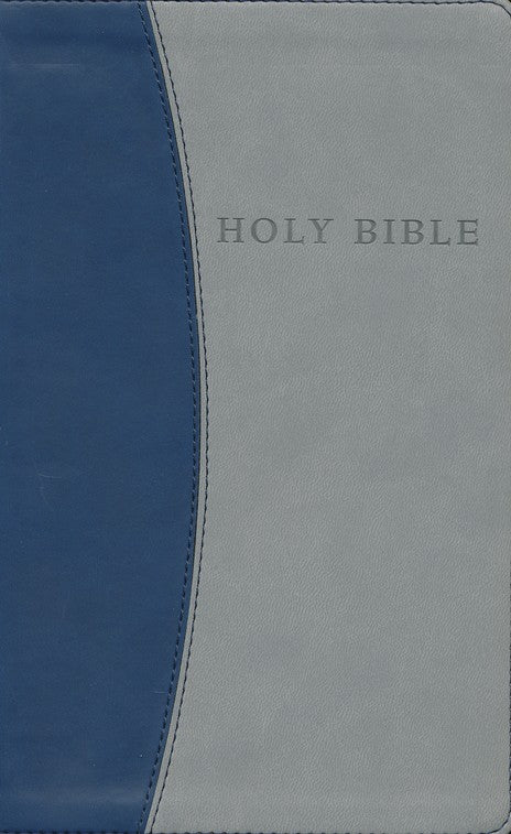 KJV Personal Size Giant Print Reference Bible, imitation leather, blue/gray