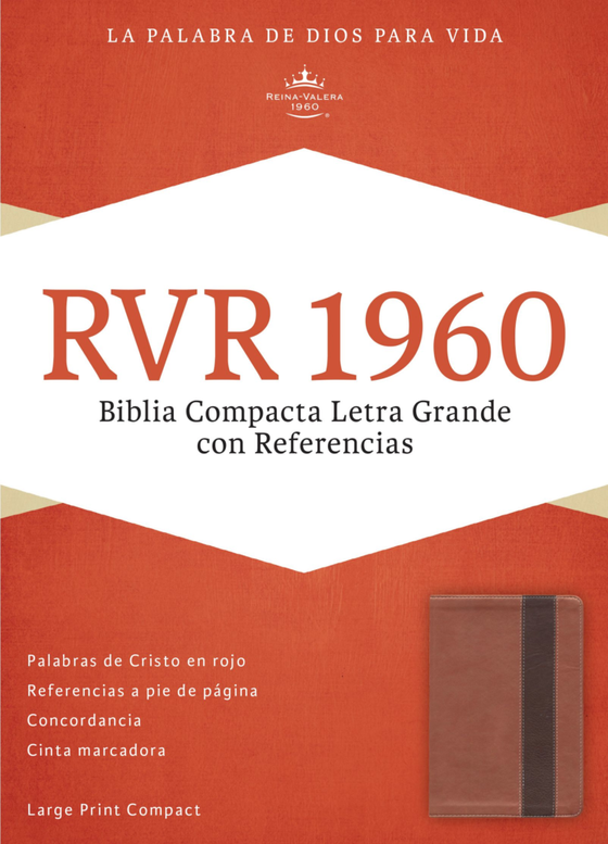 Biblia RVR 1960 Biblia Compacta Letra Grande con Referencias, cobre/marrón profundo símil piel