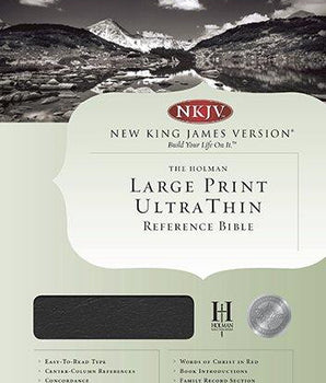 Bible: NKJV, Large Print, Ultra Thin, Bonded Leather, Black, Indexed
