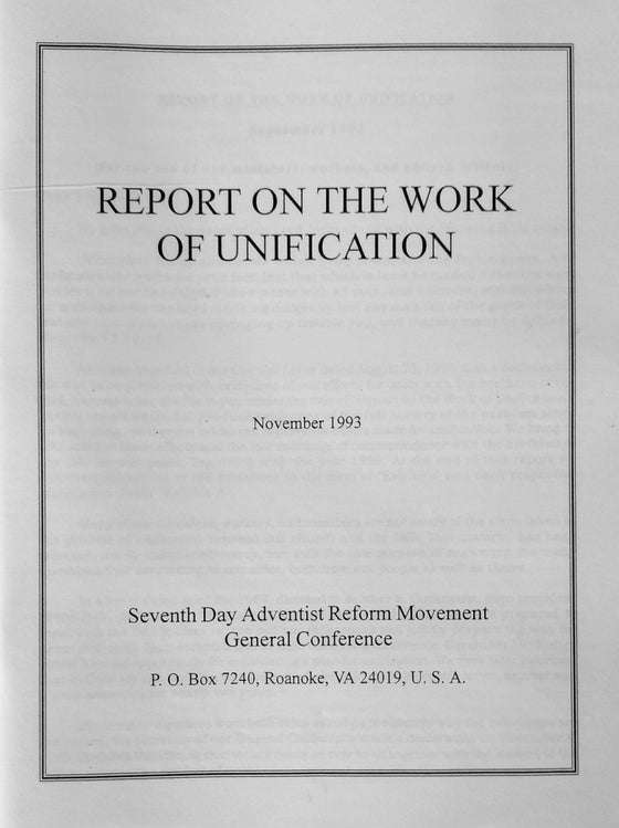 Report on the Work of Unification