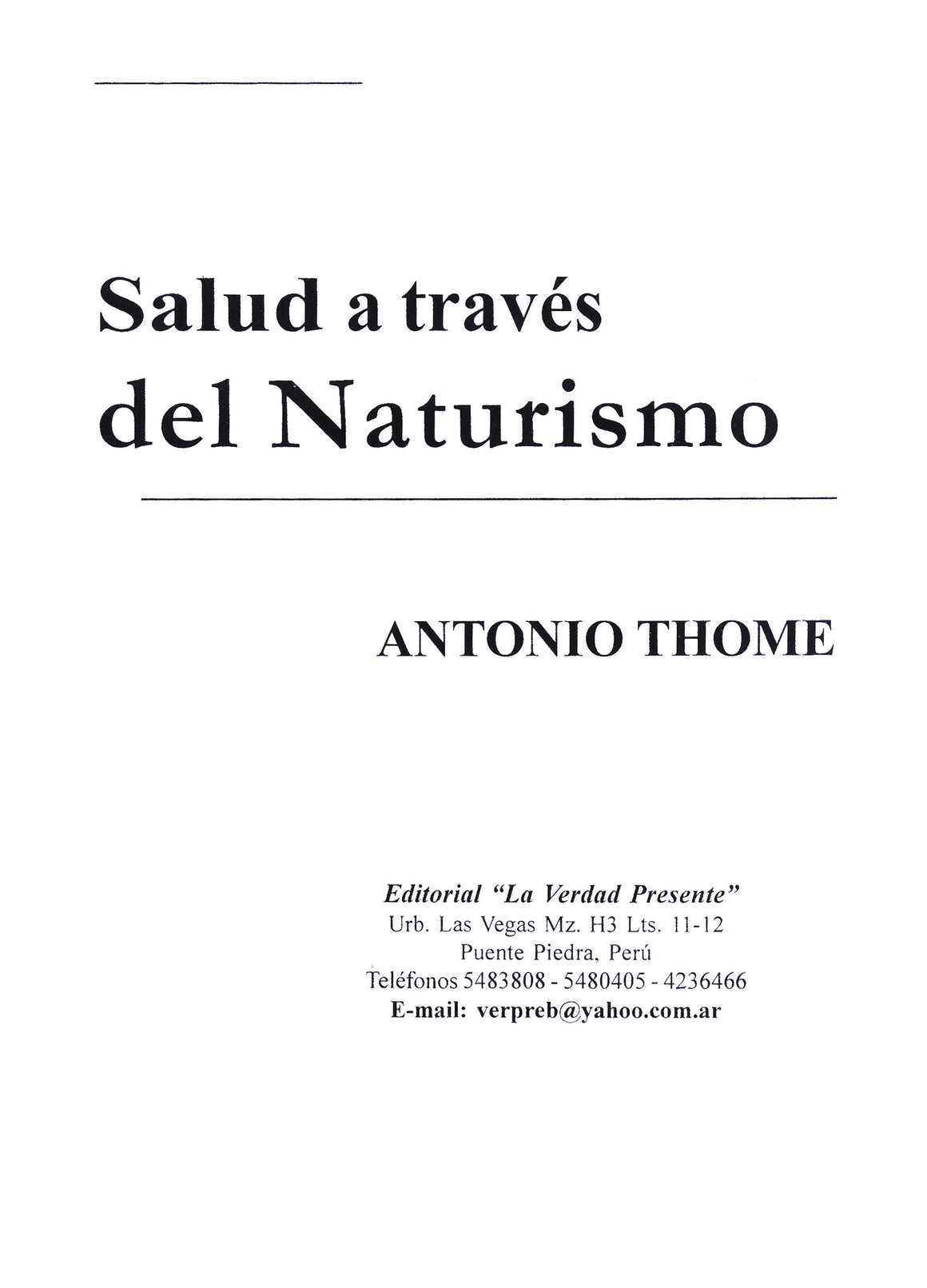 Salud a Traves del Naturismo
