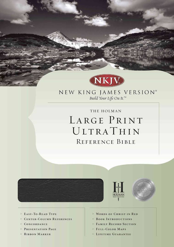 Bible: NKJV, Large Print, Ultra Thin, Genuine Leather, Black, Indexed